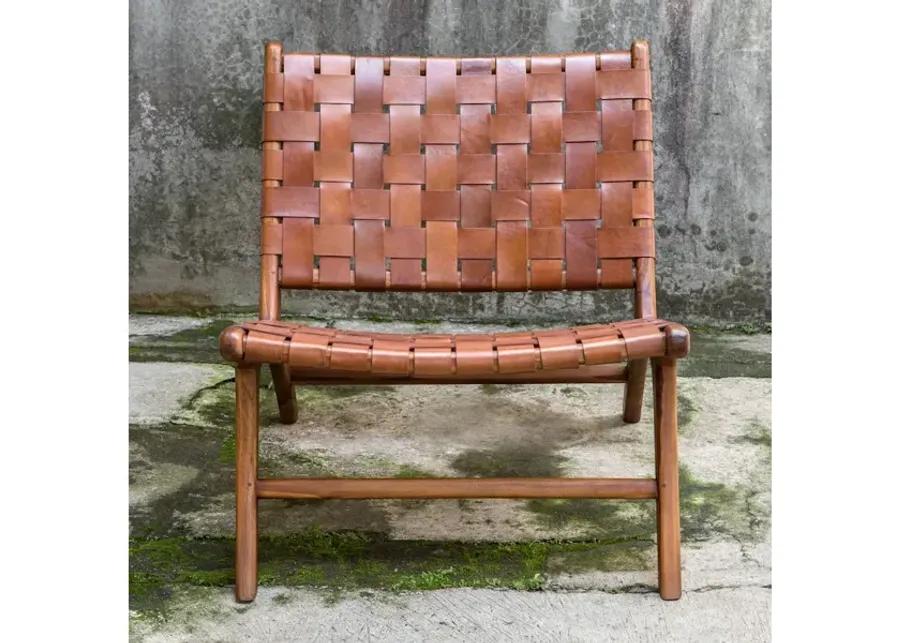 Plait Woven Leather Accent Chair