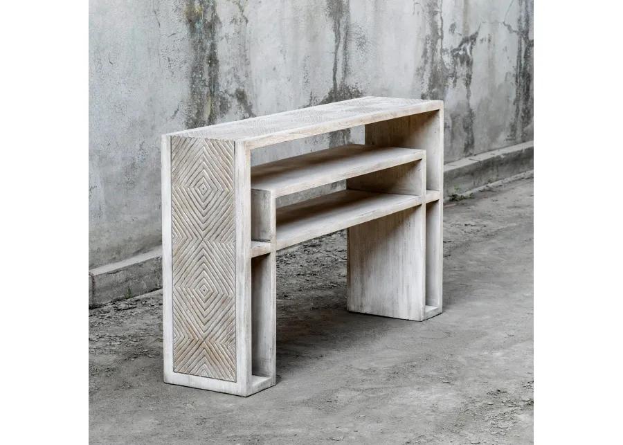 Genara Bone White Carved Console Table