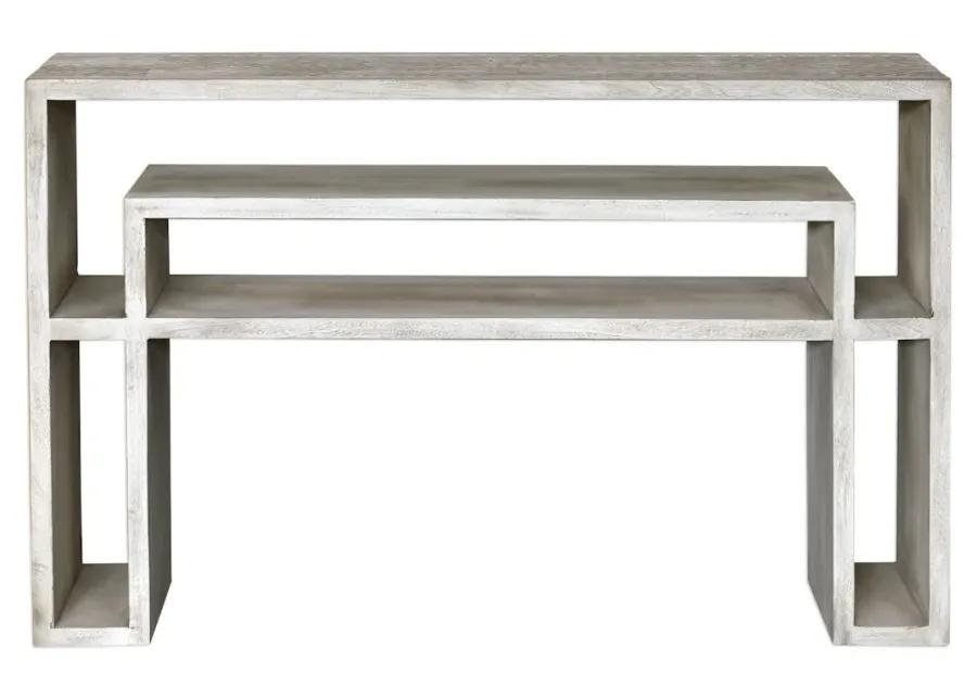 Genara Bone White Carved Console Table