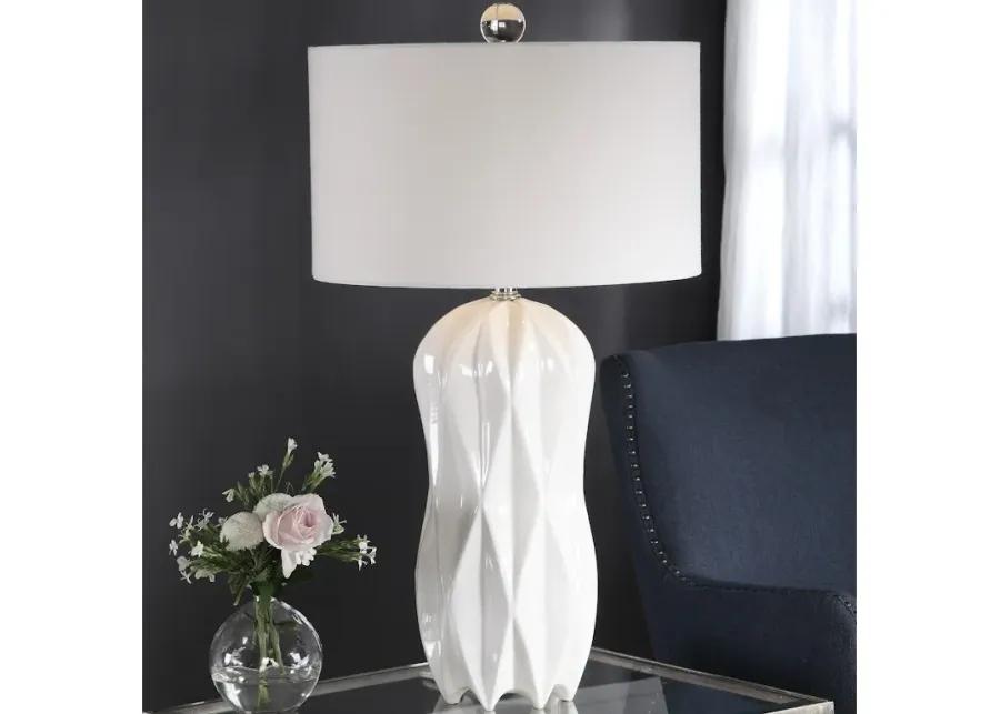 Malena Glossy White Table Lamp