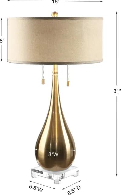 Lagrima Brushed Brass Lamp