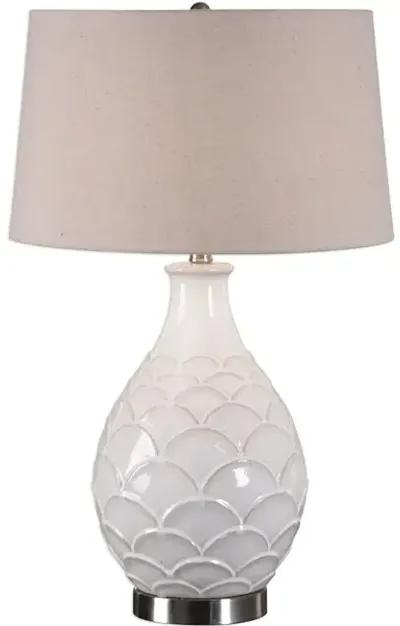 Camellia Glossed White Table Lamp