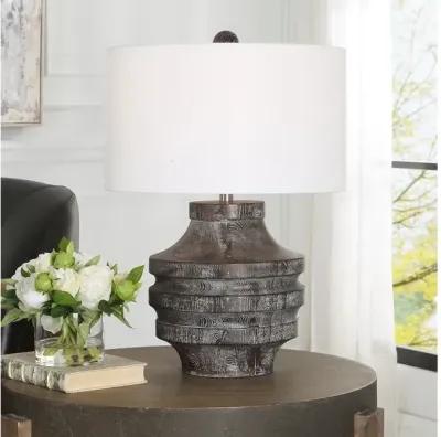 Timber Carved Wood Table Lamp