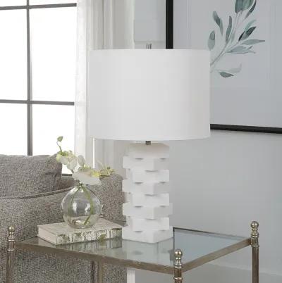 Ascent White Geometric Table Lamp