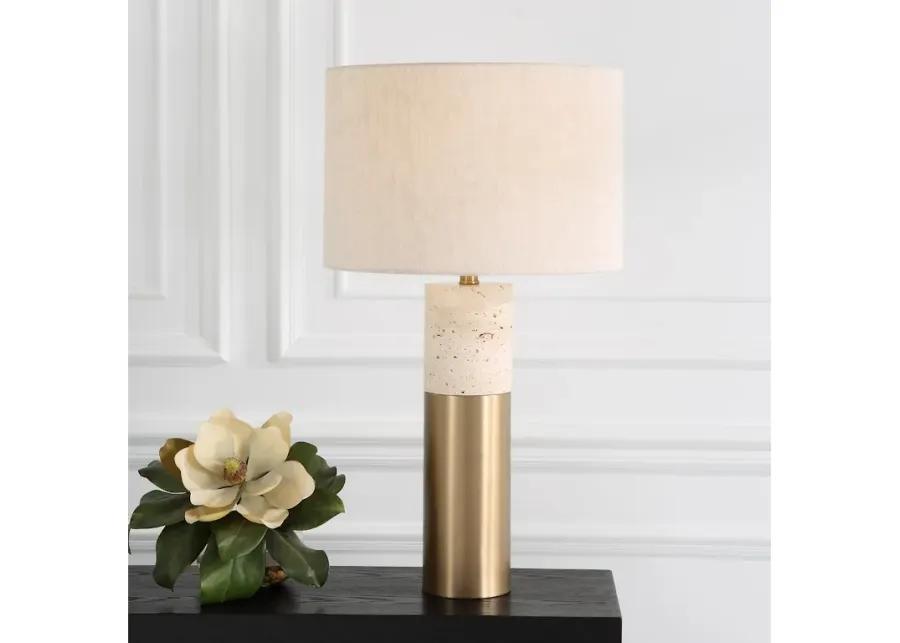 Gravitas Elegant Brass and Stone Lamp