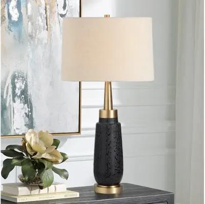 Spyglass Black Wood Grain Table Lamp